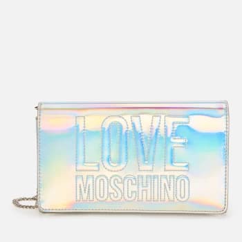 Image of Love Moschino Womens Metallic Chain Bag - Silver