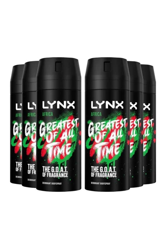 Image of Lynx 'Body Spray' Africa High Definition Deo for Men, 6x150ml Green male