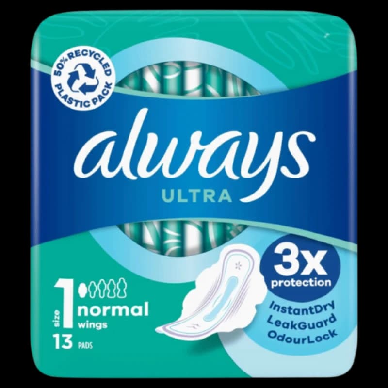 Image of Always Always Ultra Day Sanitary Pads Normal With Wings Size 1 Packet x13 Pads (Pack of 16) C005790 C005790