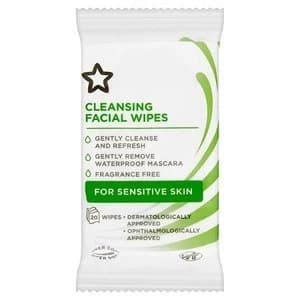 Image of Superdrug Facial Cleansing Travel Wipes 10 Sensitive