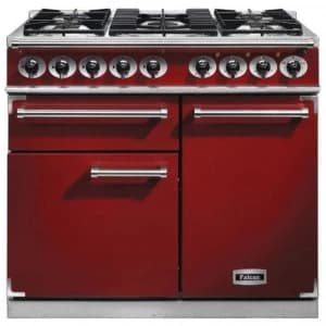 Image of Falcon 98500 F1000DXDFRD-NM 100cm Deluxe Range Cooker - Red Finish