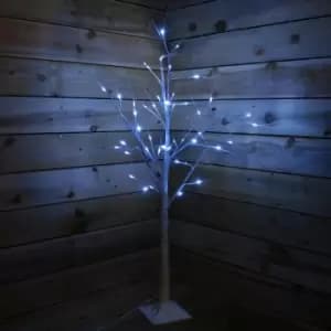 Image of 1.2m (4ft) Christmas Outdoor Birch Tree with 48 Ice White LED
