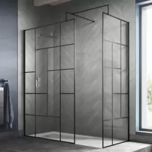 Image of Abstract Frame Wetroom Screen with Support Bar 800mm Wide - 8mm Glass - Hudson Reed