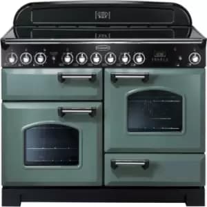 Image of Rangemaster Classic Deluxe CDL110ECMG/C 110cm Electric Range Cooker with Ceramic Hob - Mineral Green / Chrome - A/A Rated