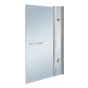 Image of Aqua 6 Square Hinged Bath Screen with Fixed Panel and Towel Rail 1500mm H x 900mm W - 6mm Glass - Aqualux
