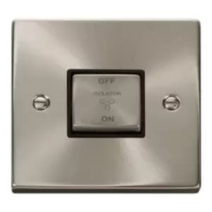 Image of Deco 10A Ingot 3 Pole Fan Isolation Plate Switch - Black - Satin Chrome - 241975