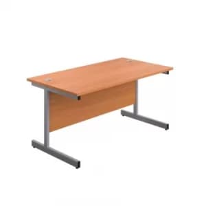 Image of 1200 X 800 Single Upright Rectangular Desk Beech-Silver