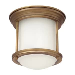 Image of Hinkley Hadrian 1 Light Flush Mount Brushed Bronze with Opal Glass IP44