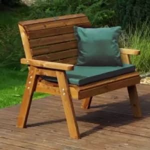 Image of Charles Taylor Traditional Two Seater Bench with Cushions, Green