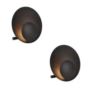 Image of 2 PACK Black Small Modern Table Lamp Light - Integrated LED - 3000K Warm White