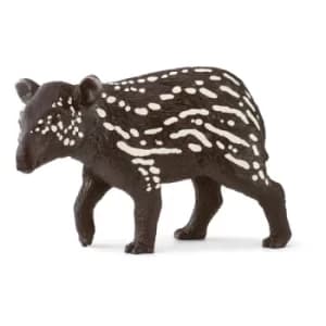 Image of SCHLEICH Wild Life Tapir Baby Toy Figure, 3 to 8 Years, Brown/White (14851)