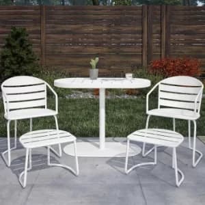 Image of Metro Retro 5 Piece Patio Nesting Bistro Set White, white