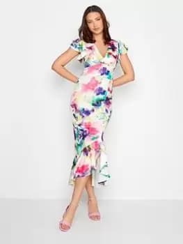 Image of Long Tall Sally Angel Sleeve Frill Hem Dress - White, Size 12, Women