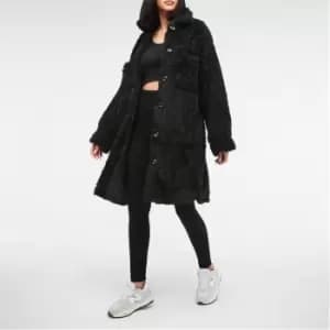 Image of Missguided Longline Borg Teddy Shacket - Black