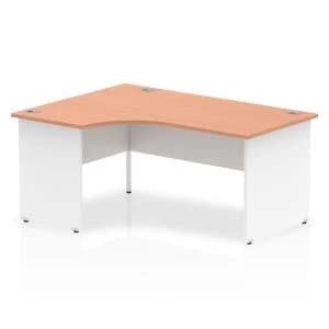 Image of Trexus Desk Crescent Left Hand Panel End 1600x800mm Beech Top White