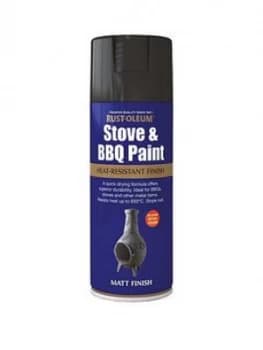 Image of Rust-Oleum Stove & Bbq Spray Paint Black Matt 400Ml