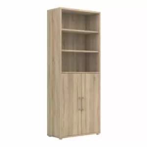 Image of Prima Bookcase 5 Shelves With 2 Doors In Oak Effect