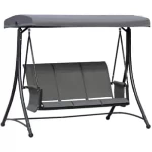 Image of Outsunny - 3 Seat Metal Fabric Backyard Balcony Patio Swing Chair w/ Canopy Grey - Charcoal grey