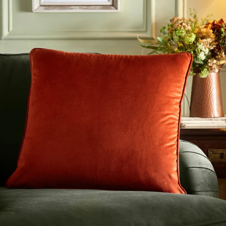 Image of Appletree 'Harlan' Velvet Filled Cushion Red