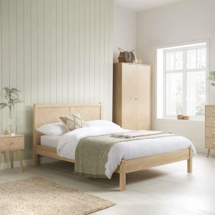 Image of Birlea Herringford 4ft6 Double Light Oak Wooden Bed Frame