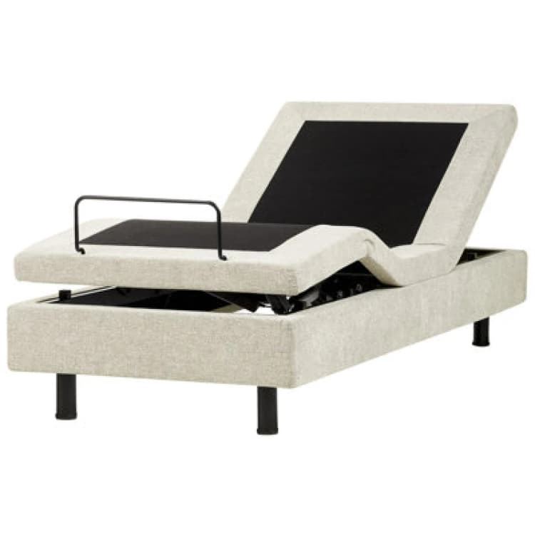 Image of Beliani Adjustable Bed Without Headboard Fabric Duke Ii 80 X 200 Cm (Eu Small Single) Beige