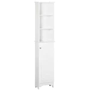 Image of Homcom 165Cm Freestanding Slimline Bathroom Storage Cabinet With 6 Shelves - White