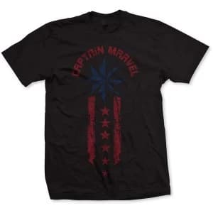 Image of Marvel Comics - Captain Marvel Star Stripe Unisex Large T-Shirt - Black