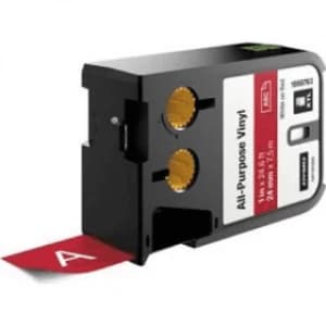 Image of Dymo 1868763 White on Red Label Tape 24mm x 7.5m