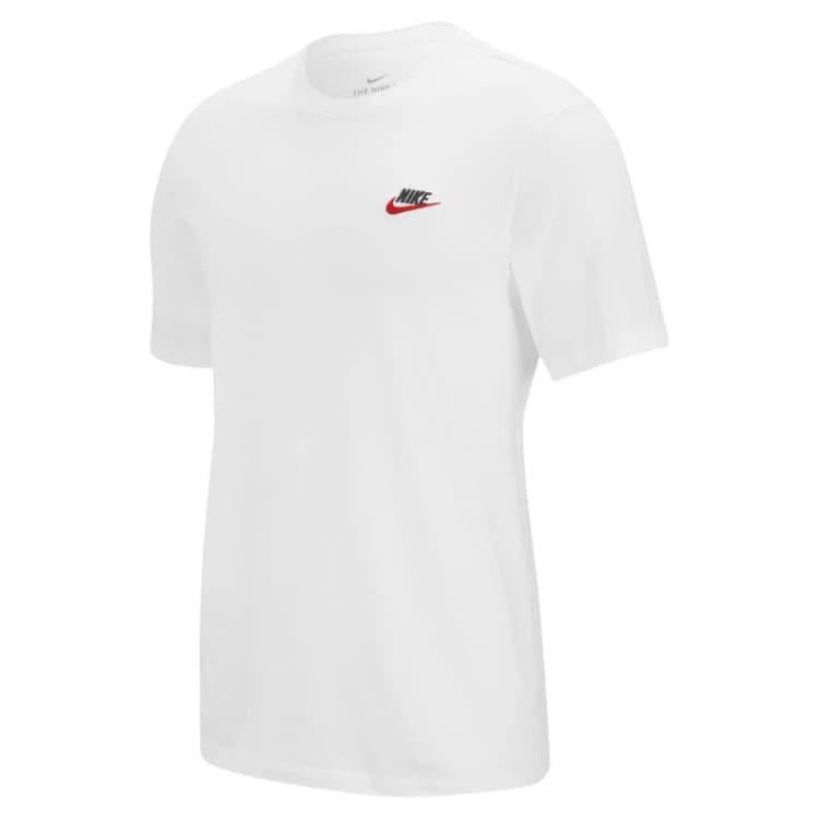 Image of Nike Sportswear Club T-Shirt Mens Wht/Blk/Red SL male XS