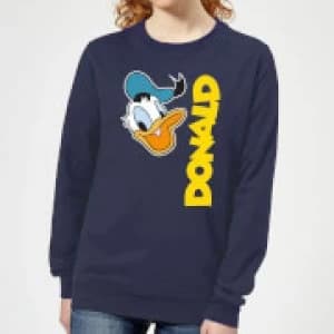 Image of Disney Donald Duck Face Womens Sweatshirt - Navy - L