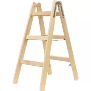 Image of Hymer 7141 Timber Double Sided Step Ladder 2 x 3 Tread