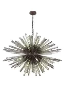 Image of 32 Light E27, Oval Pendant Brown Oxide , Smoke Glass