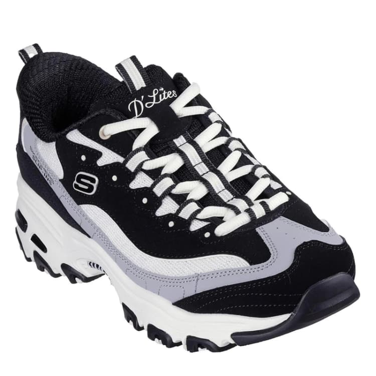 Image of Skechers D Lites-Smooth Nostalgia Low-Top Trainers Womens - Black 4