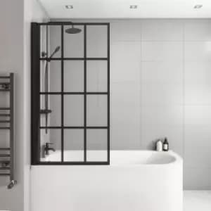 Image of Black Grid Bath Shower Screen 1500mm Left Hand - Nova