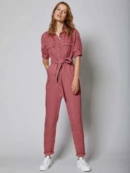 Image of Mint Velvet Cotton Twill Jumpsuit - Pink, Size 6, Women