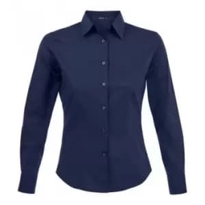 Image of SOLS Womens/Ladies Eden Long Sleeve Fitted Work Shirt (L) (Dark Blue)