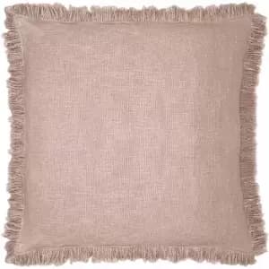 Image of Korin Woven 100% Cotton Fringed Cushion Cover, Blush, 50 x 50 Cm - Furn