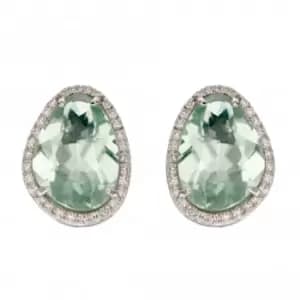 Image of 9ct Green Fluorite Irregular White Gold Earrings GE2341G