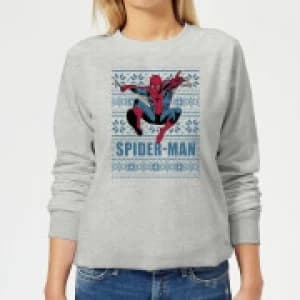 Image of Marvel Spider-Man Womens Christmas Sweatshirt - Grey - M