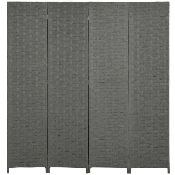 Image of 4 Panel Folding Wall Divider Room Wave Fibre Privacy Screen Panel Grey