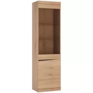 Image of Kensington Tall Narrow 2 Door Glazed Display Cabinet (RHD) in Oak