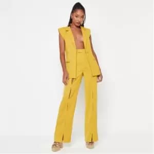 Image of Missguided Tailored Split Hem Trousers - Yellow