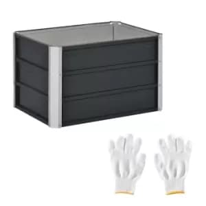Image of Outsunny Raised Garden Bed Metal Planter Box For Vegetables Flower Grows - Grey