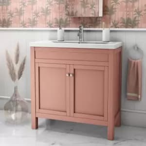 Image of 800mm Pink Freestanding Vanity Unit with Basin - Avebury