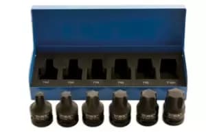 Image of Laser Tools 4947 Torx Bit Set 6pc 1/2"D Chrome Molybdenum