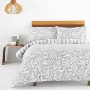 Image of Furn Scandinavian Woodland Grey Duvet Cover and Pillowcase Set Grey