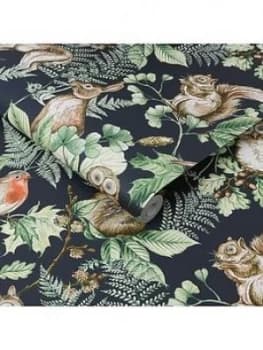 Image of Superfresco Easy Woodland Animals Navy Wallpaper