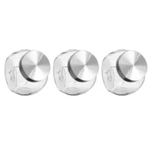Image of Set of 3 Tilted Round Glass Storage Jars Clear