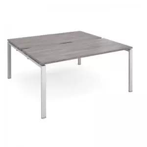 Image of Adapt back to back desks 1600mm x 1600mm - silver frame and grey oak