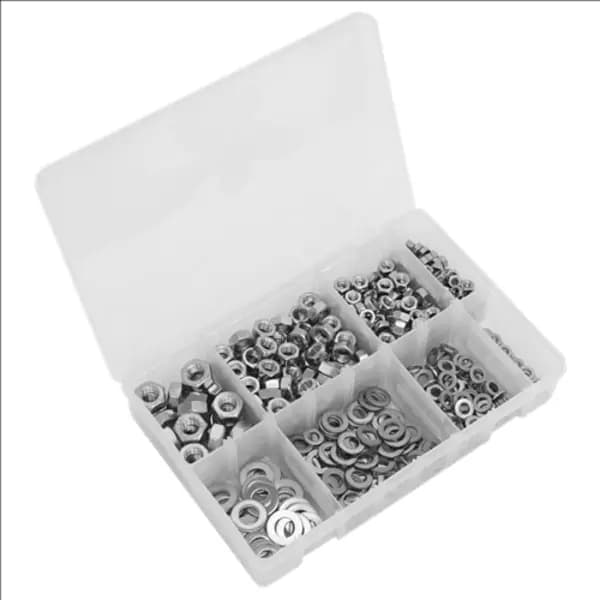 Image of Sealey Stainless Steel Nut and Washer Assortment 500pc M5-M10